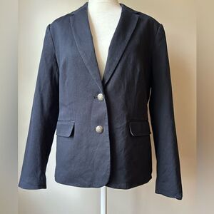 Banana Republic Women’s Blue Lined Classic Blazer Size 8 Petite Cotton Blend